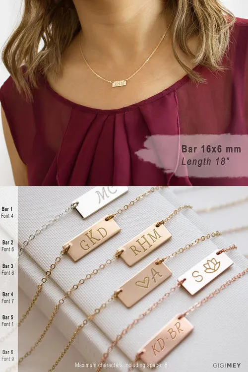 Bar Necklace, Personalized Bar Necklace,