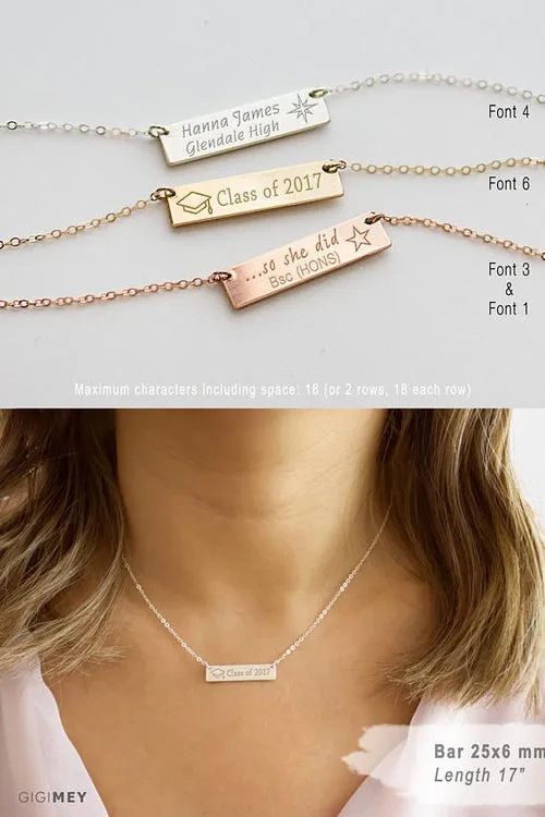 Bar Necklace, Personalized Bar Necklace,