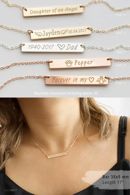 Bar Necklace, Personalized Bar Necklace,