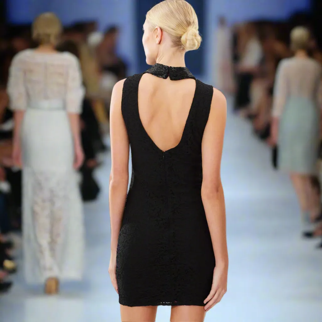 Beaded Choker Lace Dress