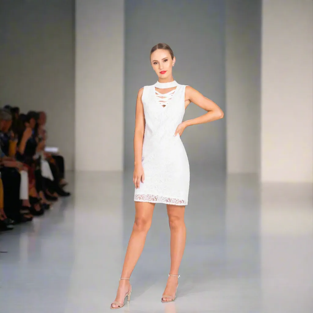 Beaded Choker Lace Dress