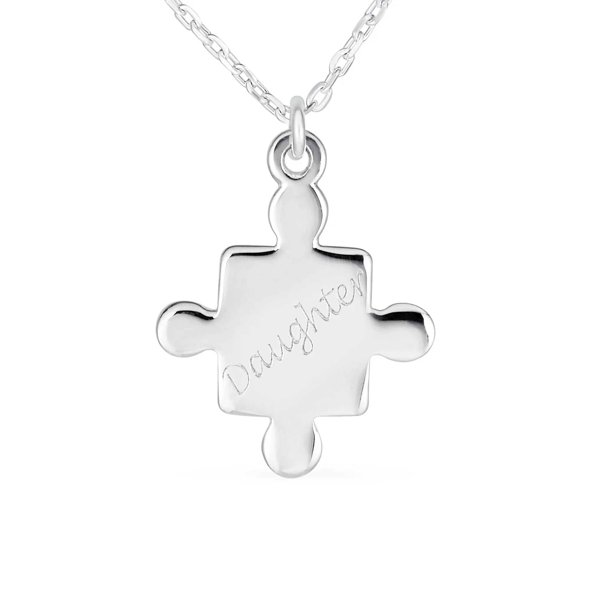 Best Friends BFF Puzzle MOM Mother Daughter Pendant Necklace Sterling Silver