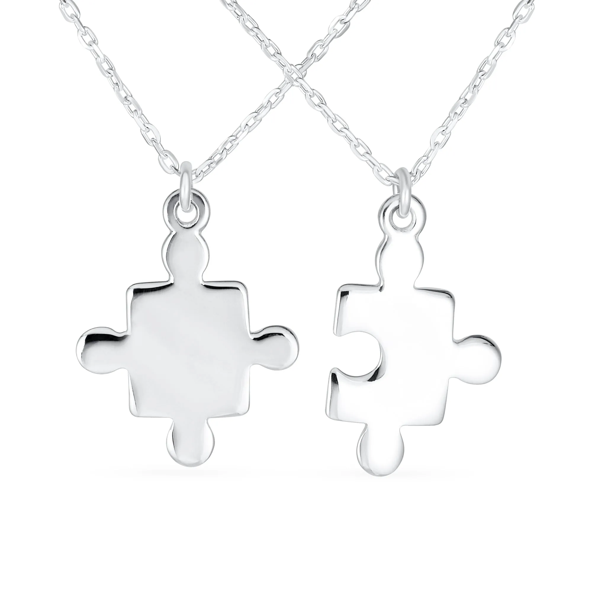 Best Friends BFF Puzzle MOM Mother Daughter Pendant Necklace Sterling Silver