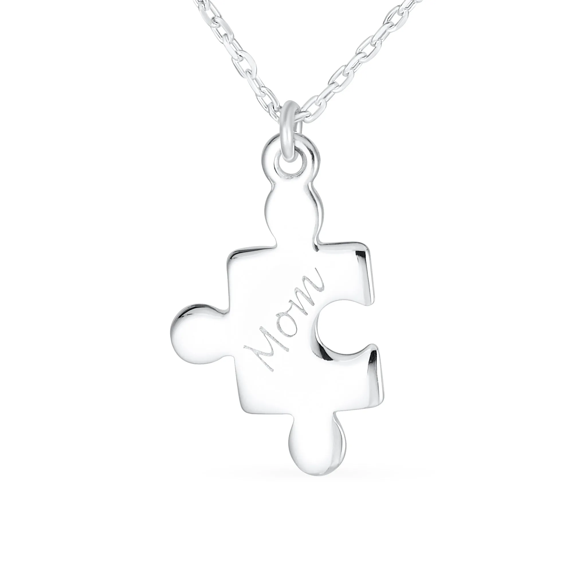 Best Friends BFF Puzzle MOM Mother Daughter Pendant Necklace Sterling Silver