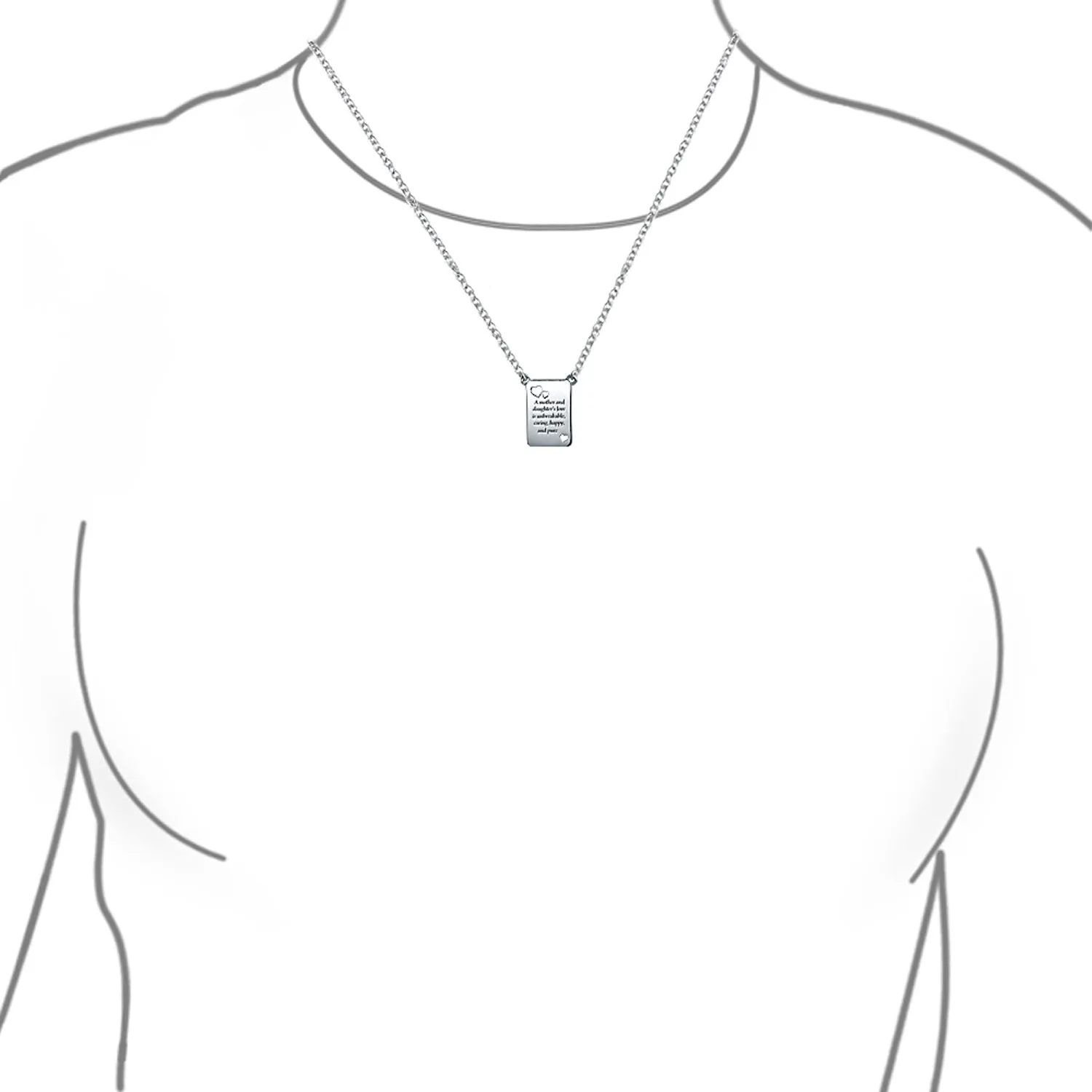 BFF Mother Daughter Heart Pendant Necklace in Sterling Silver with Quote