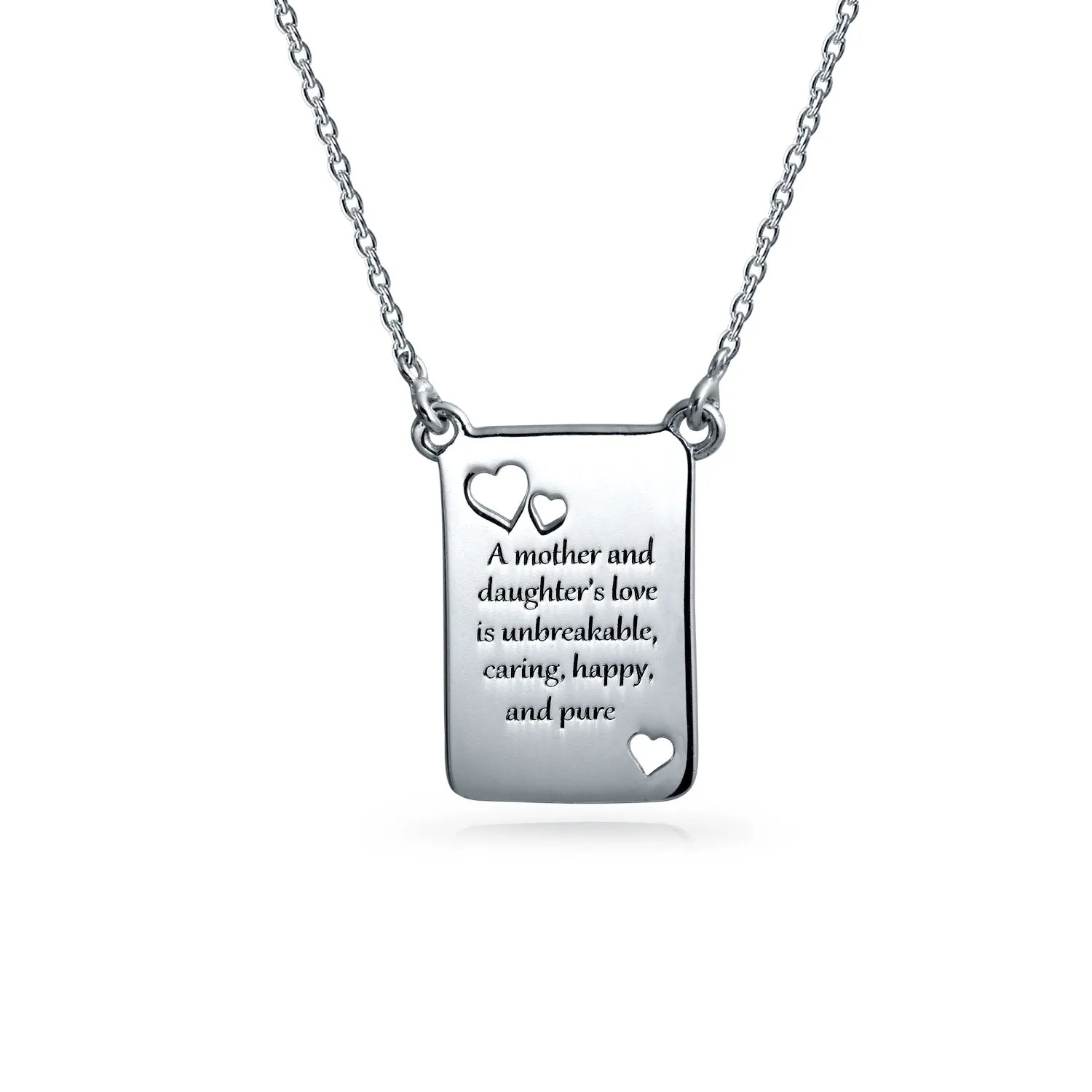 BFF Mother Daughter Heart Pendant Necklace in Sterling Silver with Quote