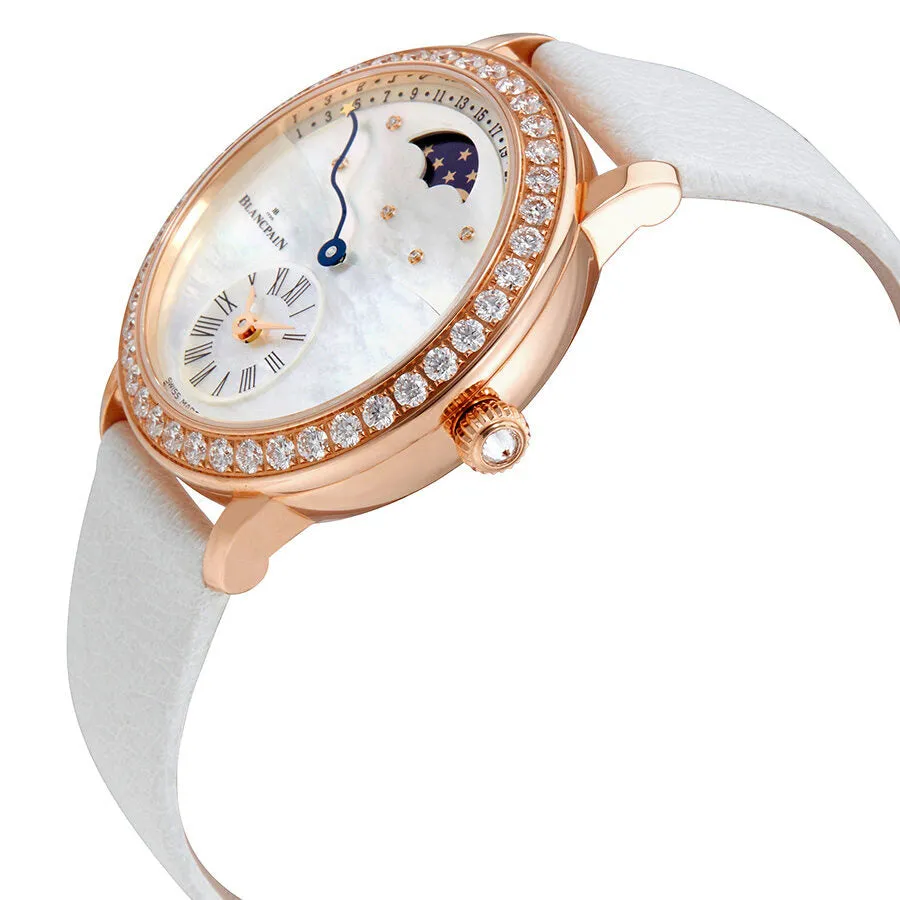 Blancpain Retrograde Calendar Moonphase Automatic 18 Carat Rose Gold Diamond Ladies Watch 3653-2954-58B
