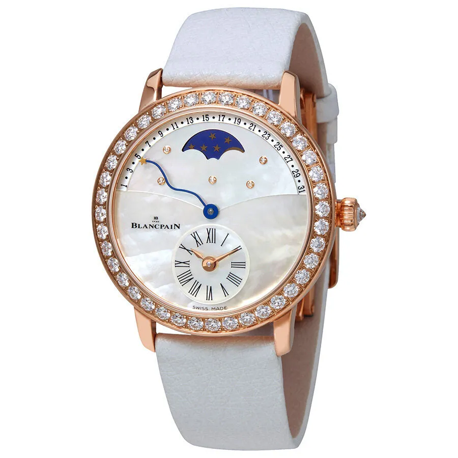Blancpain Retrograde Calendar Moonphase Automatic 18 Carat Rose Gold Diamond Ladies Watch 3653-2954-58B