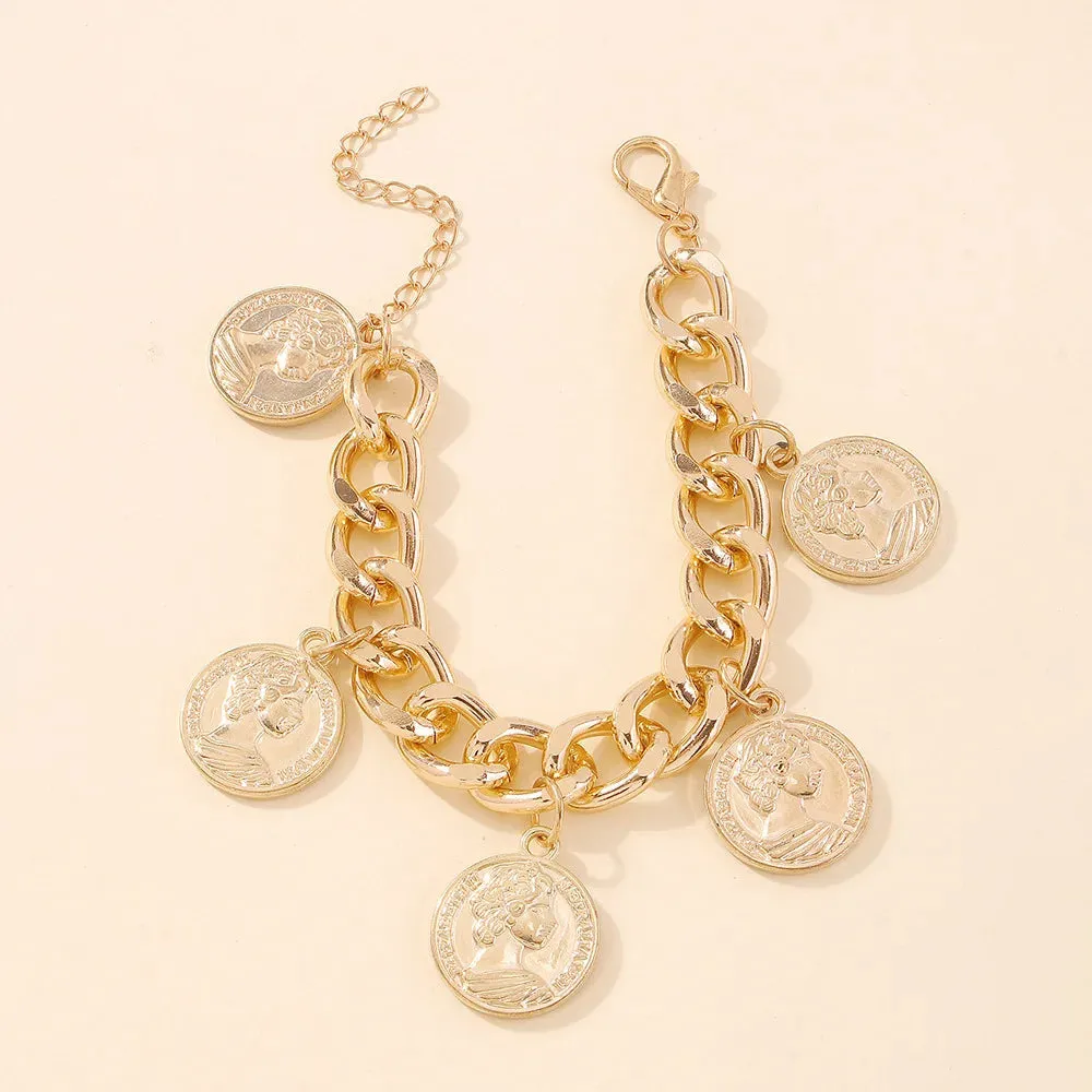 Boho Fashion Bracelets For Women Vintage Gold Pendant Jewelry