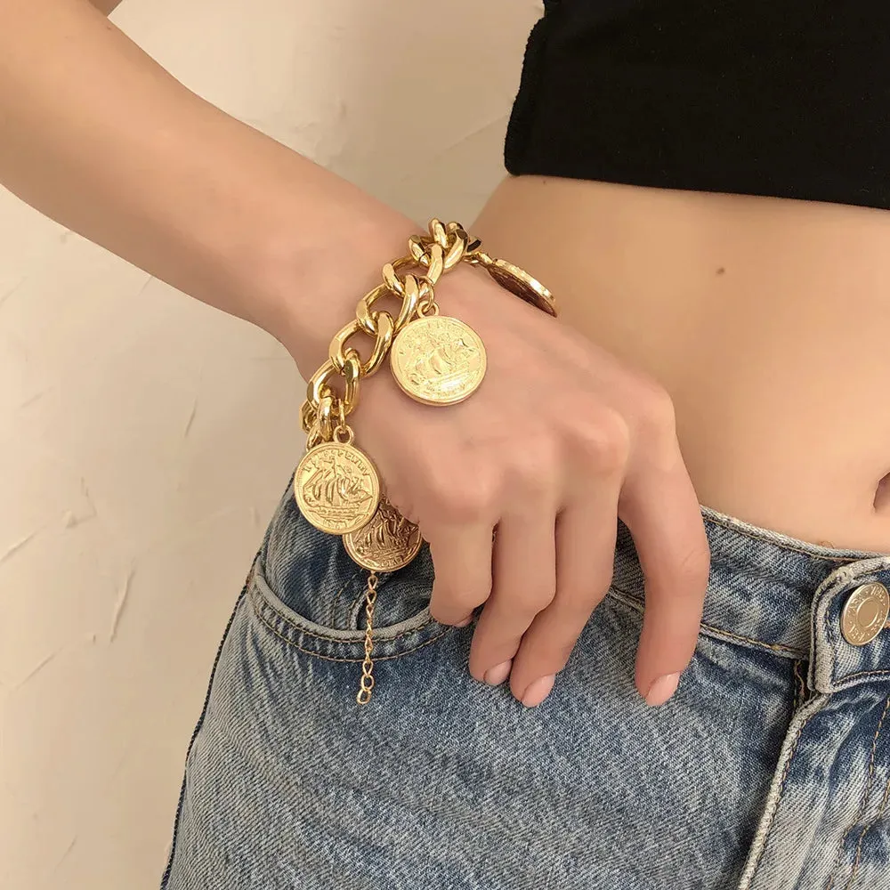 Boho Fashion Bracelets For Women Vintage Gold Pendant Jewelry