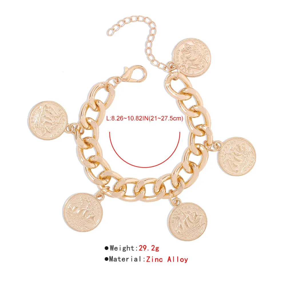 Boho Fashion Bracelets For Women Vintage Gold Pendant Jewelry