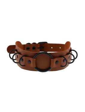 Brown Cyber O-Ring Choker Necklace