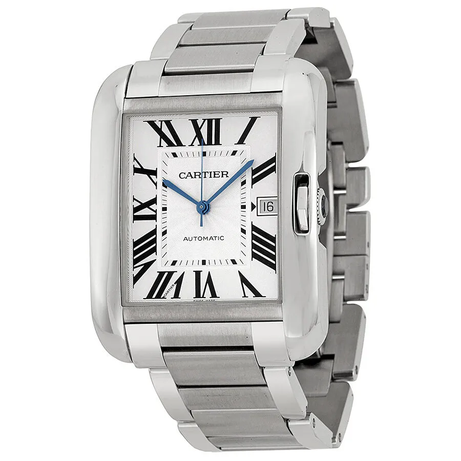 Cartier Tank Anglaise Silver Dial Stainless Steel Men's Watch W5310008