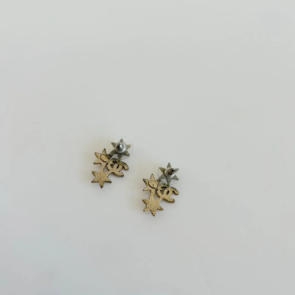 Chanel Star Crystal and Pearl Earrings