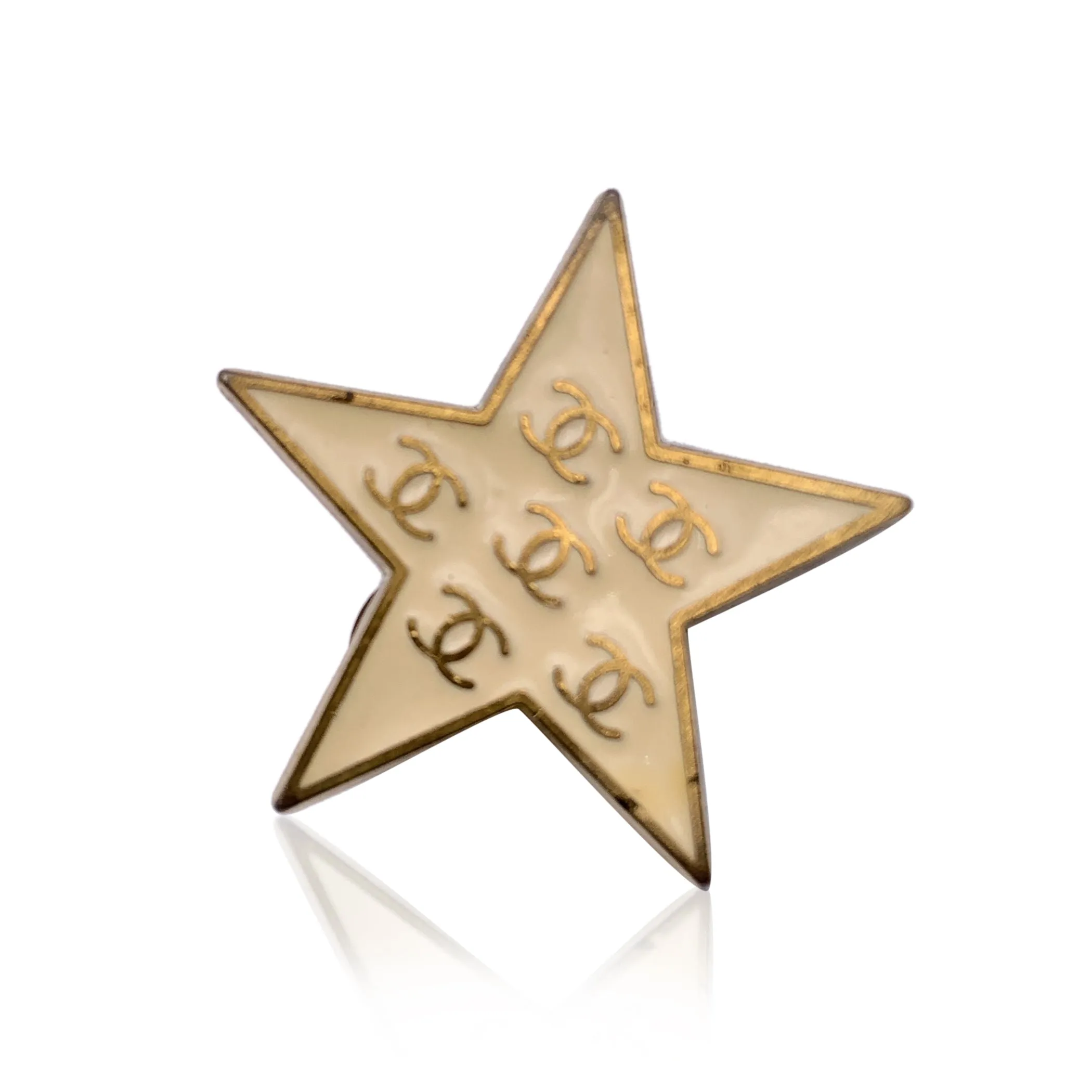 CHANEL Vintage Gold Metal Stars Cc Logos Clip On Earrings