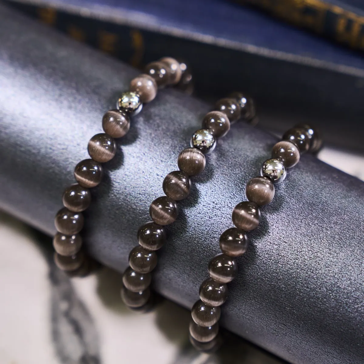 Charcoal | .925 Sterling Silver | Cheshire Glass Bracelet