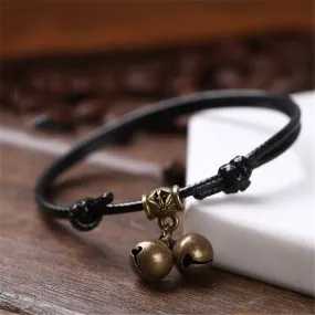 Charm Bracelet Red Coffee and Black Wax Rope Anklet Barefoot