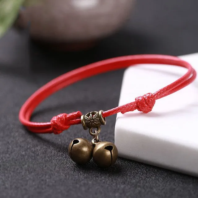 Charm Bracelet Red Coffee and Black Wax Rope Anklet Barefoot