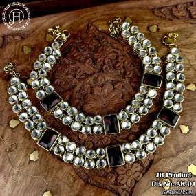 Charms Antique Golden Alloy Kundan Anklet for Women JH3443