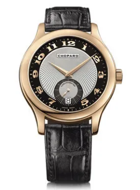 Chopard L.U.C. Classic Mark III Black and Silver Guilloche Dial Automatic Rose Gold Men's Watch 161905-5001