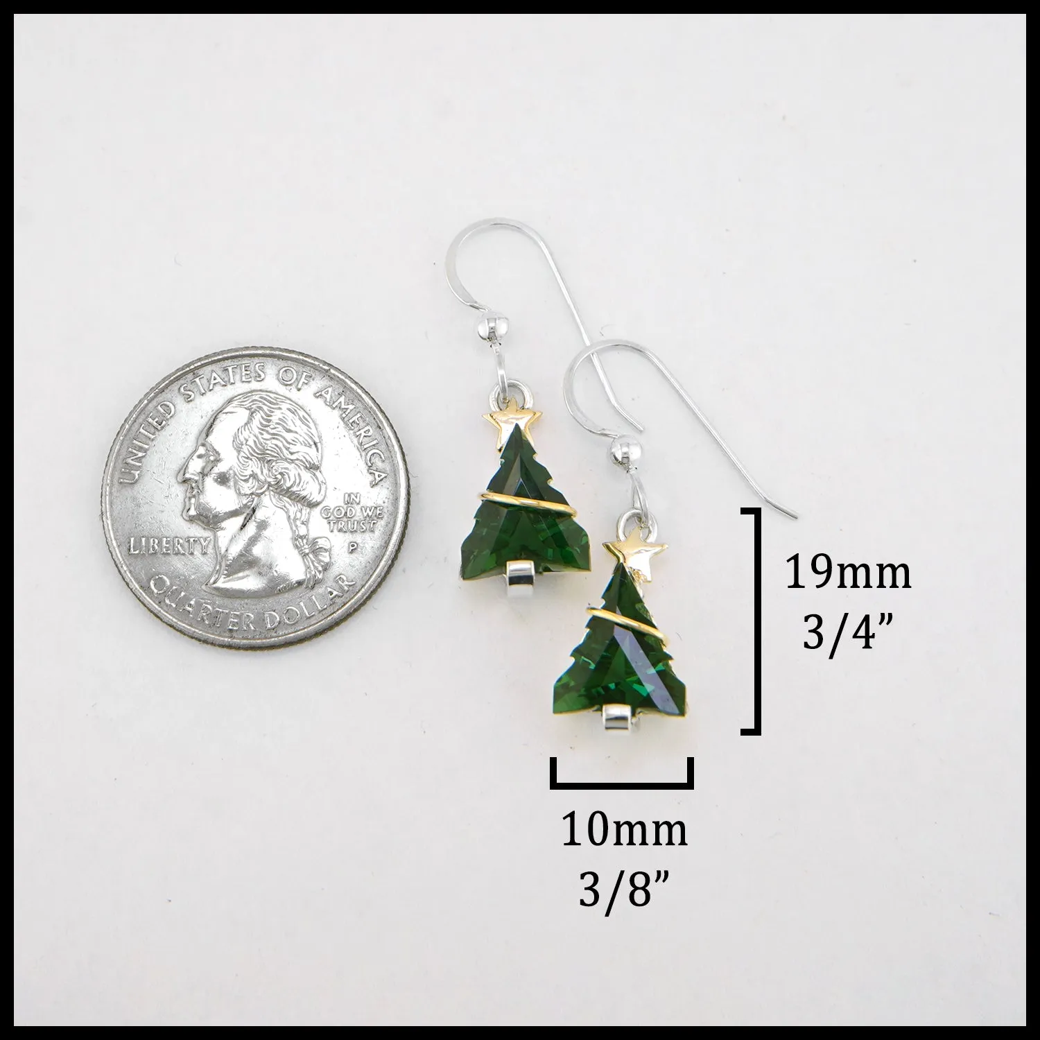 Christmas Tree Moldavite Drop Earrings