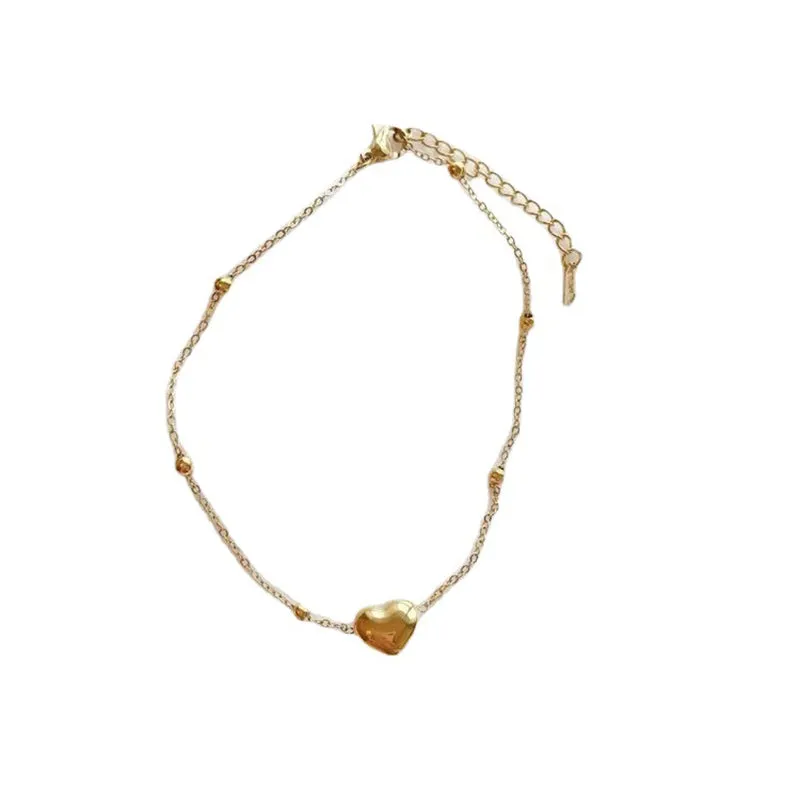Classic Heart-Shaped Gold Stainless Steel Anklets For Woman