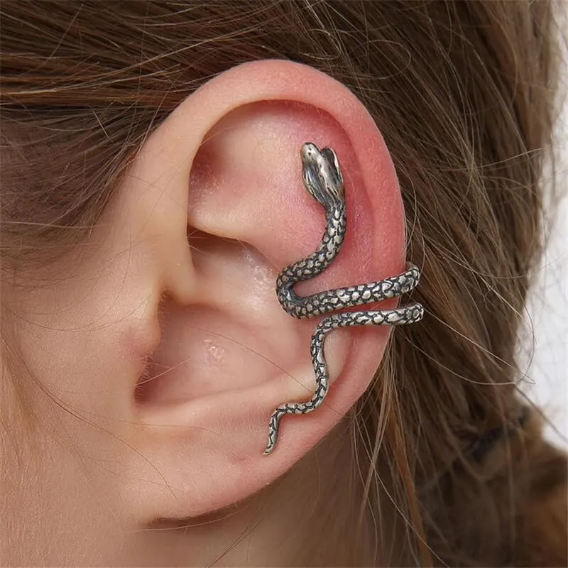 Coiled Snake Sterling Silver Ear Cuffs