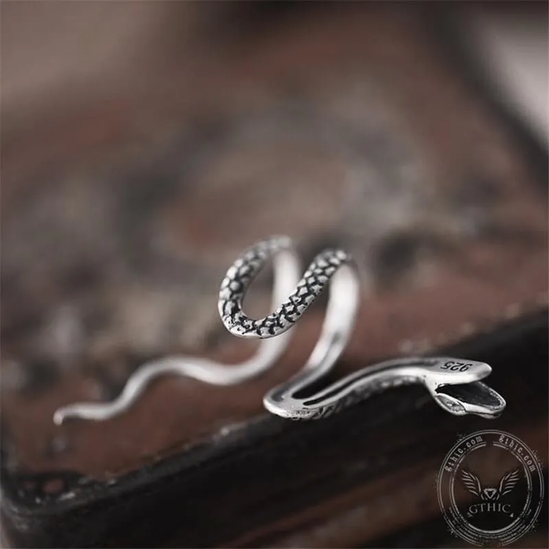 Coiled Snake Sterling Silver Ear Cuffs