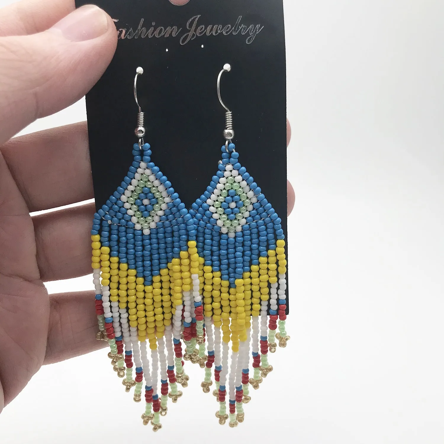Colorful Bead Drop Earrings Boho Tassel Earrings