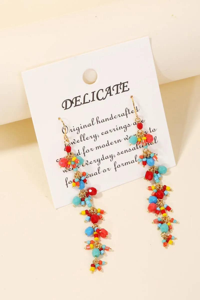 Colorful Opaque Beaded Tassel Earrings