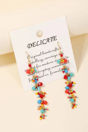 Colorful Opaque Beaded Tassel Earrings