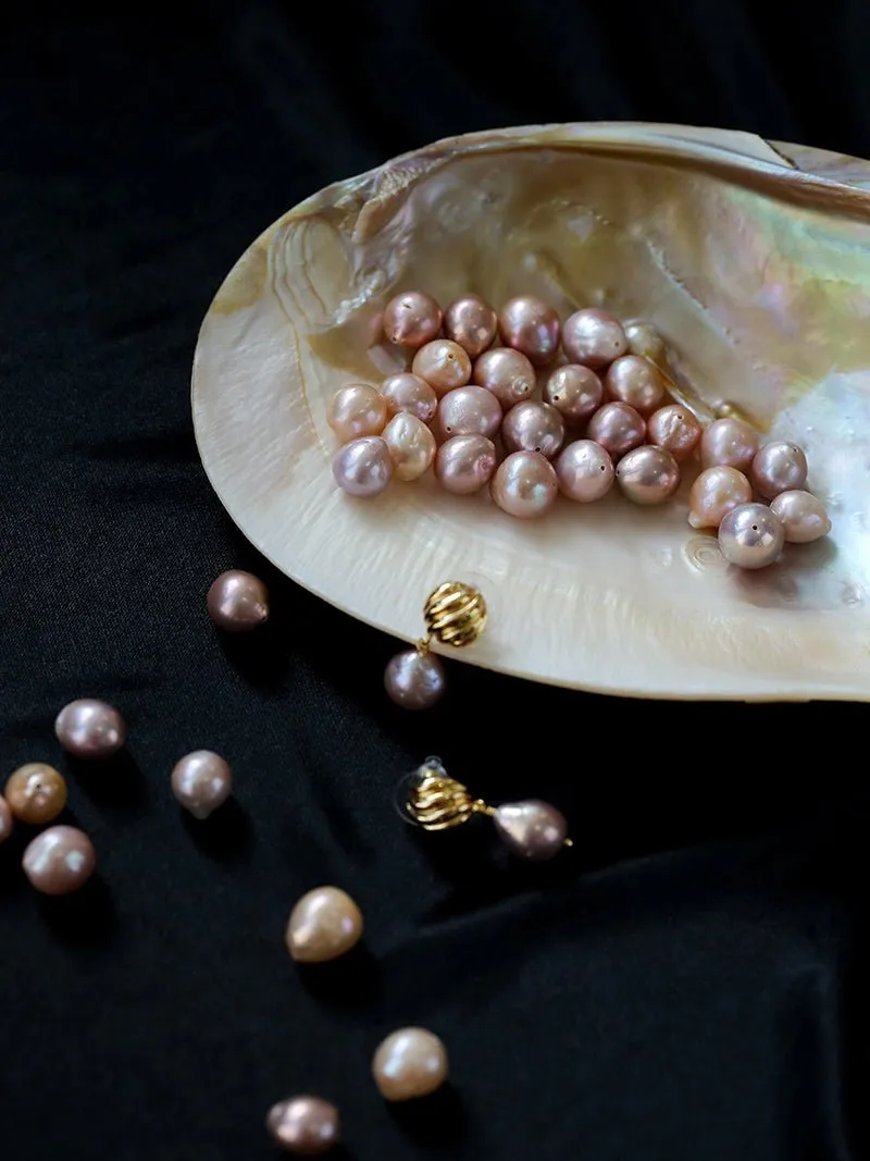 Colorful Pink Purple Pearl Drop Earrings
