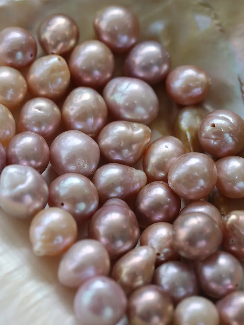 Colorful Pink Purple Pearl Drop Earrings