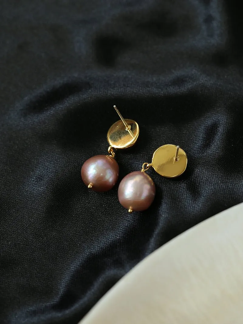 Colorful Pink Purple Pearl Drop Earrings