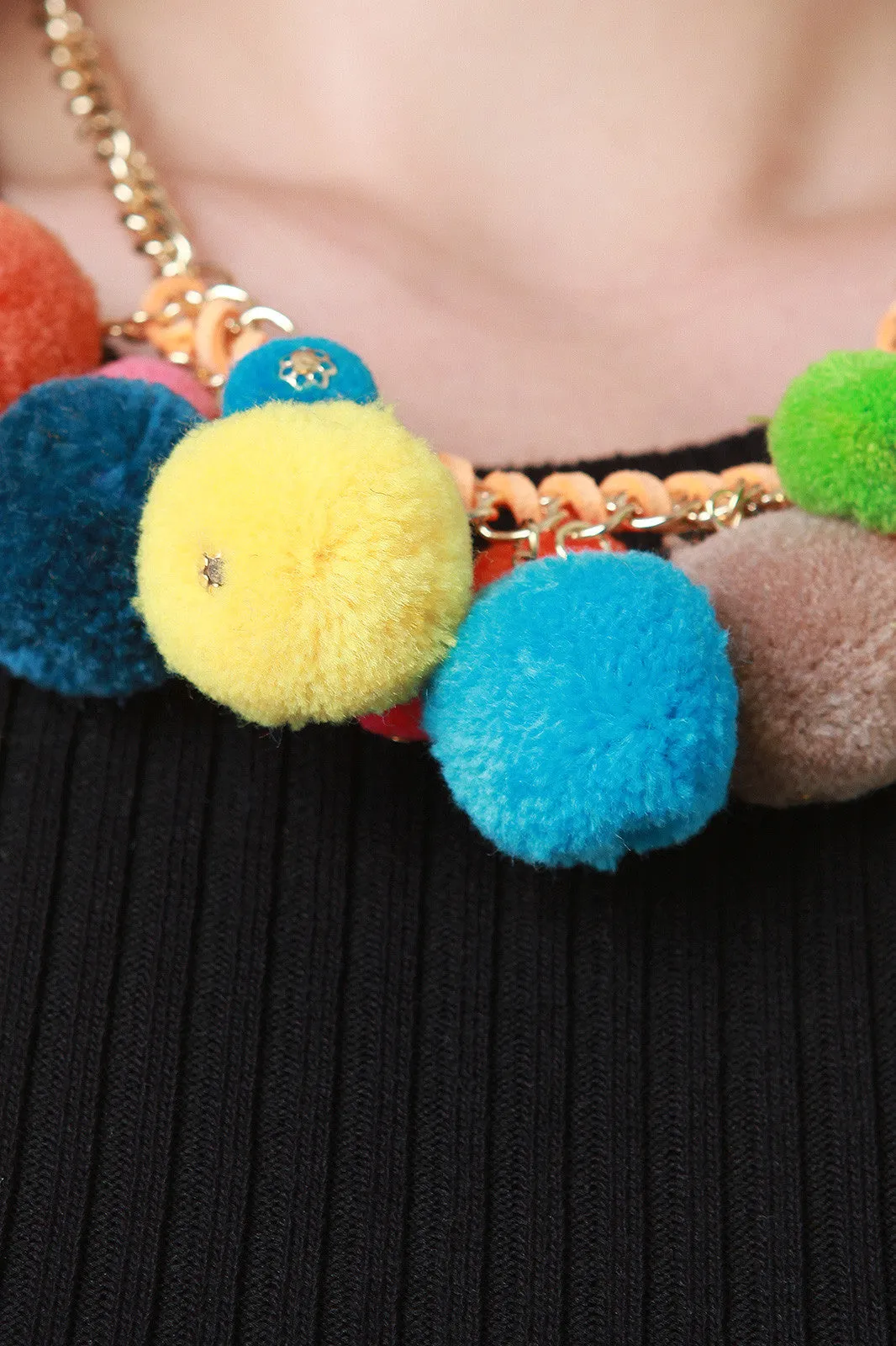 Colorful Pom Pom Necklace