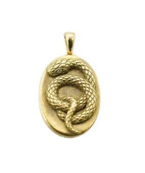CURVING SNAKE 18ct Gold, 0.01ct Diamond Pendant ANC1069