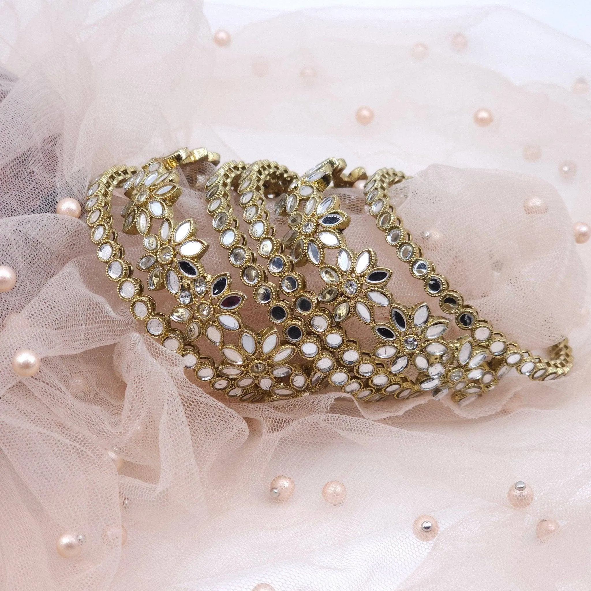 Daisy Set of 6 Bangles - Gold