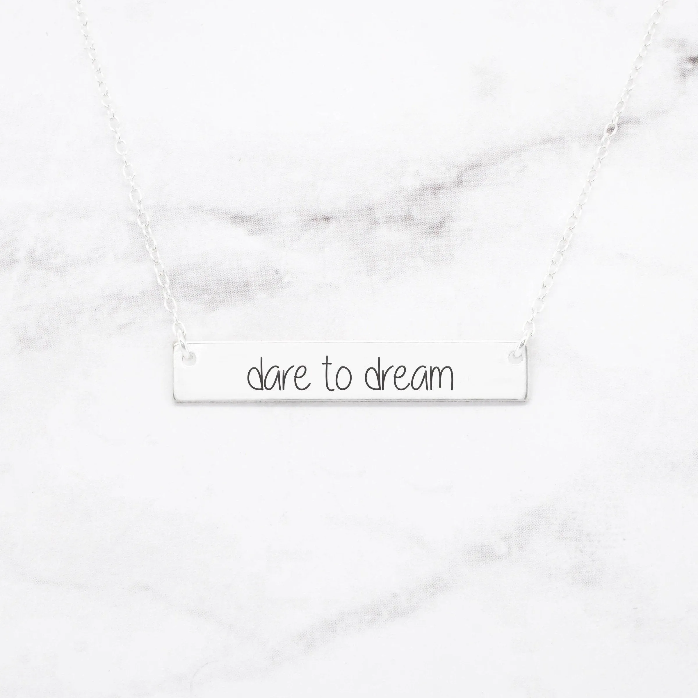 Dare to Dream - Sterling Silver Bar Necklace