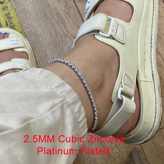 Diamond Tennis Anklet For Women