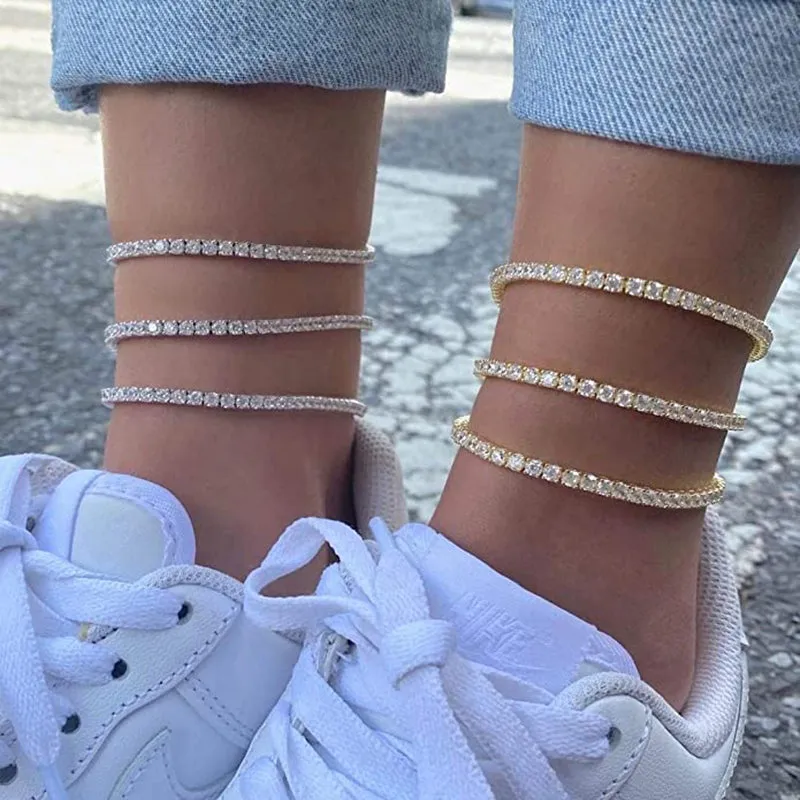 Diamond Tennis Anklet For Women