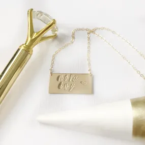 Double Width Bar Necklace - Hand Stamped - Precious Metals