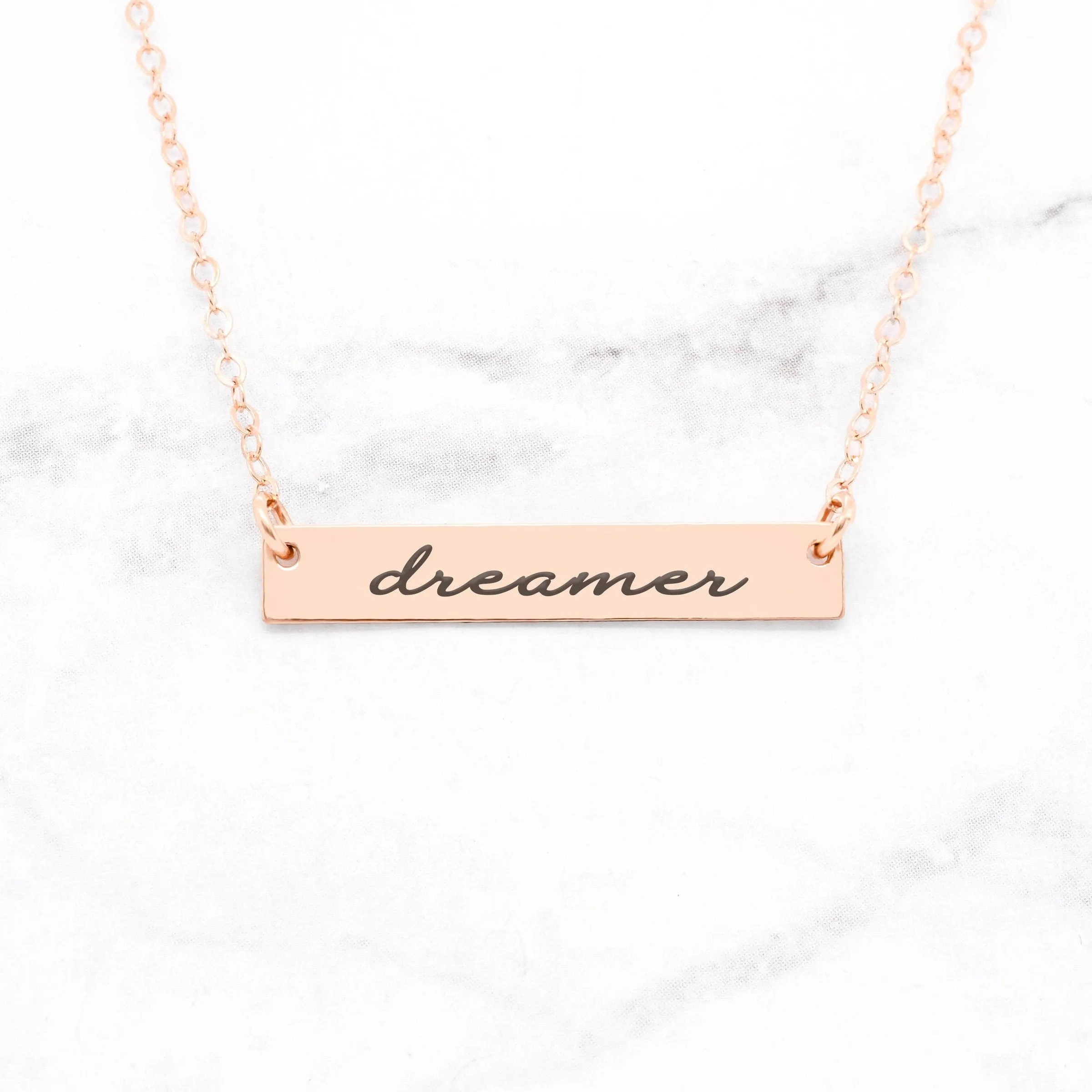 Dreamer Necklace - Rose Gold Bar Necklace