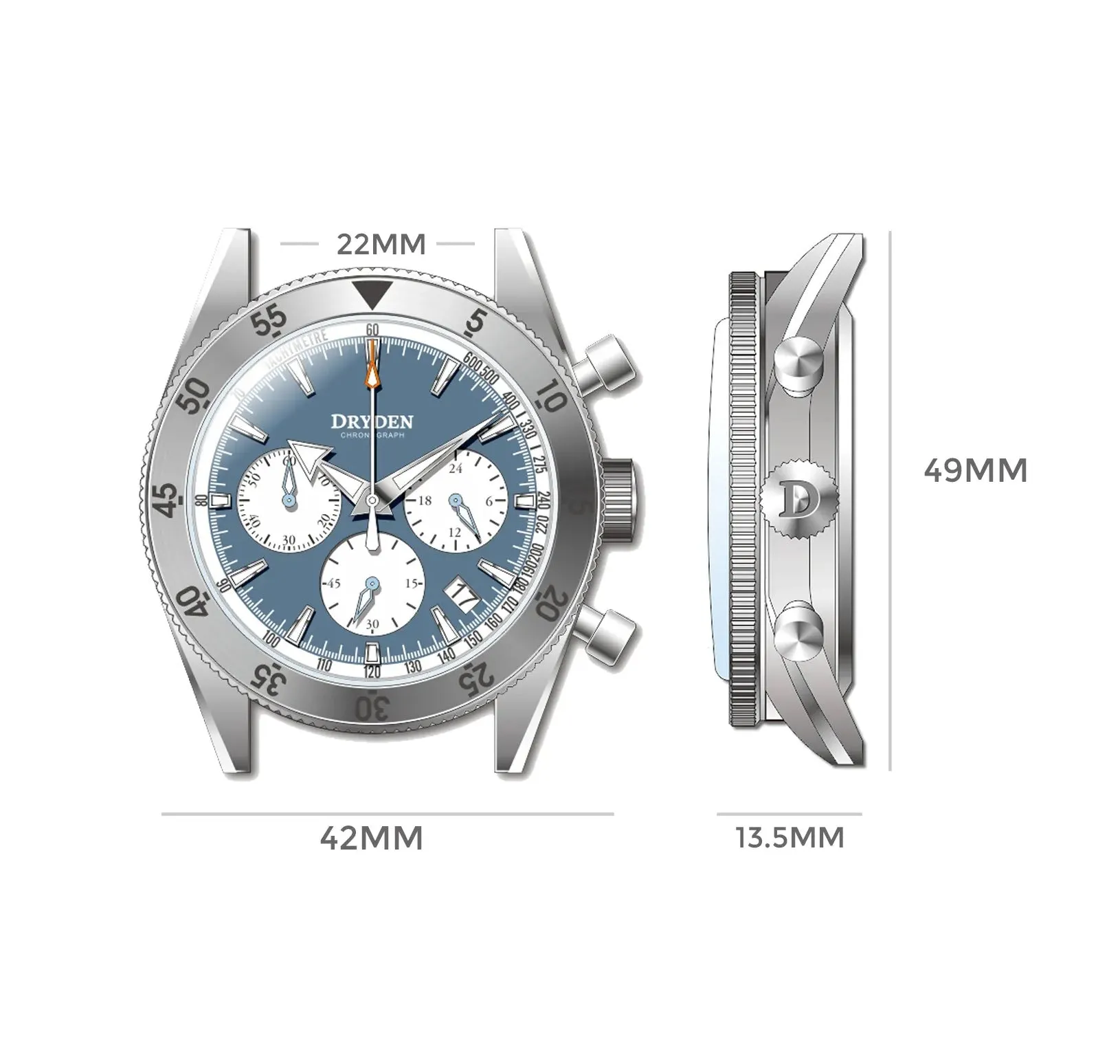 Dryden Chrono Diver Series 1 - Steel Blue