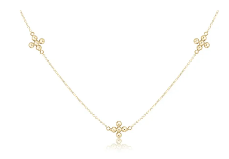 E Newton 17" Choker Simplicity Chain Classic Beaded Signature Cross Gold