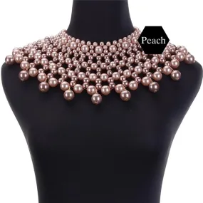Egyptian Inspired Maxi Bib Collar Choker Necklace (Peach)