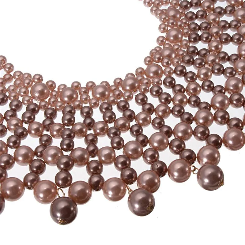Egyptian Inspired Maxi Bib Collar Choker Necklace (Peach)