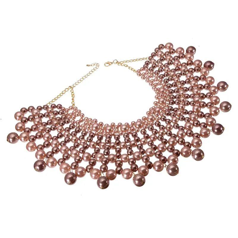 Egyptian Inspired Maxi Bib Collar Choker Necklace (Peach)