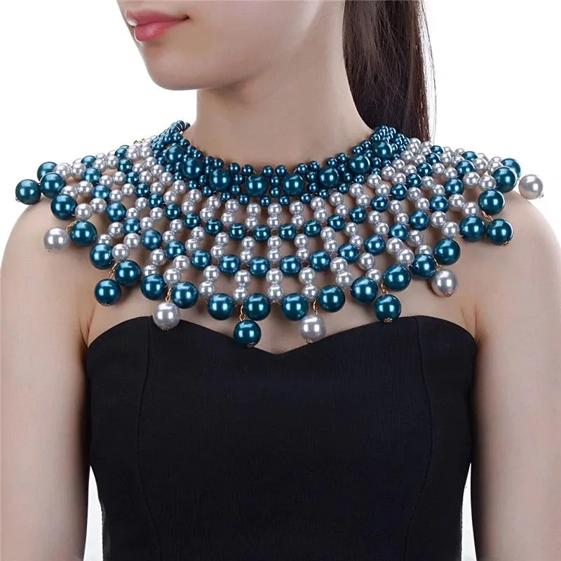 Egyptian Inspired Maxi Choker Necklace (Blue)