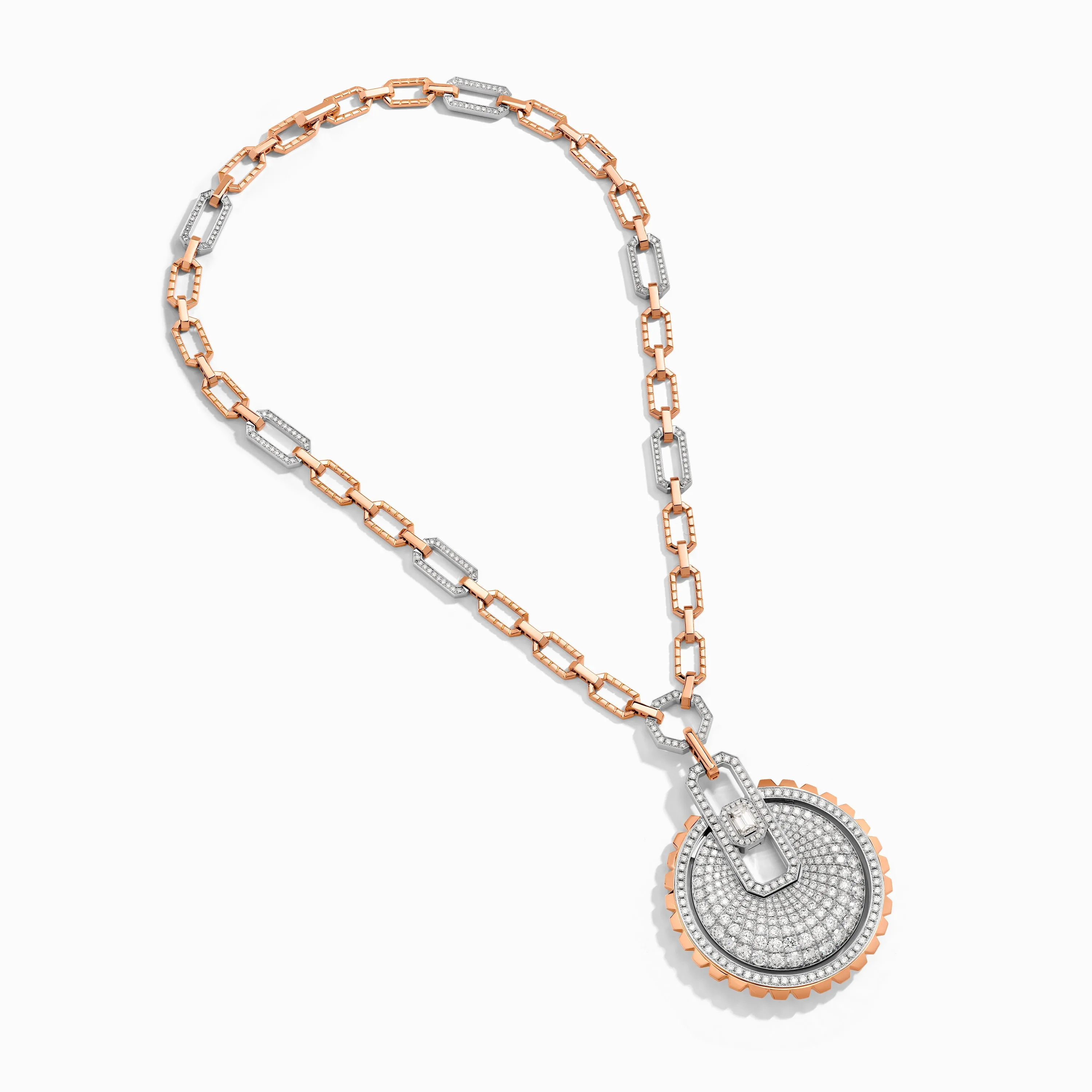Empire Two-Tone Diamond Statement Pendant Necklace