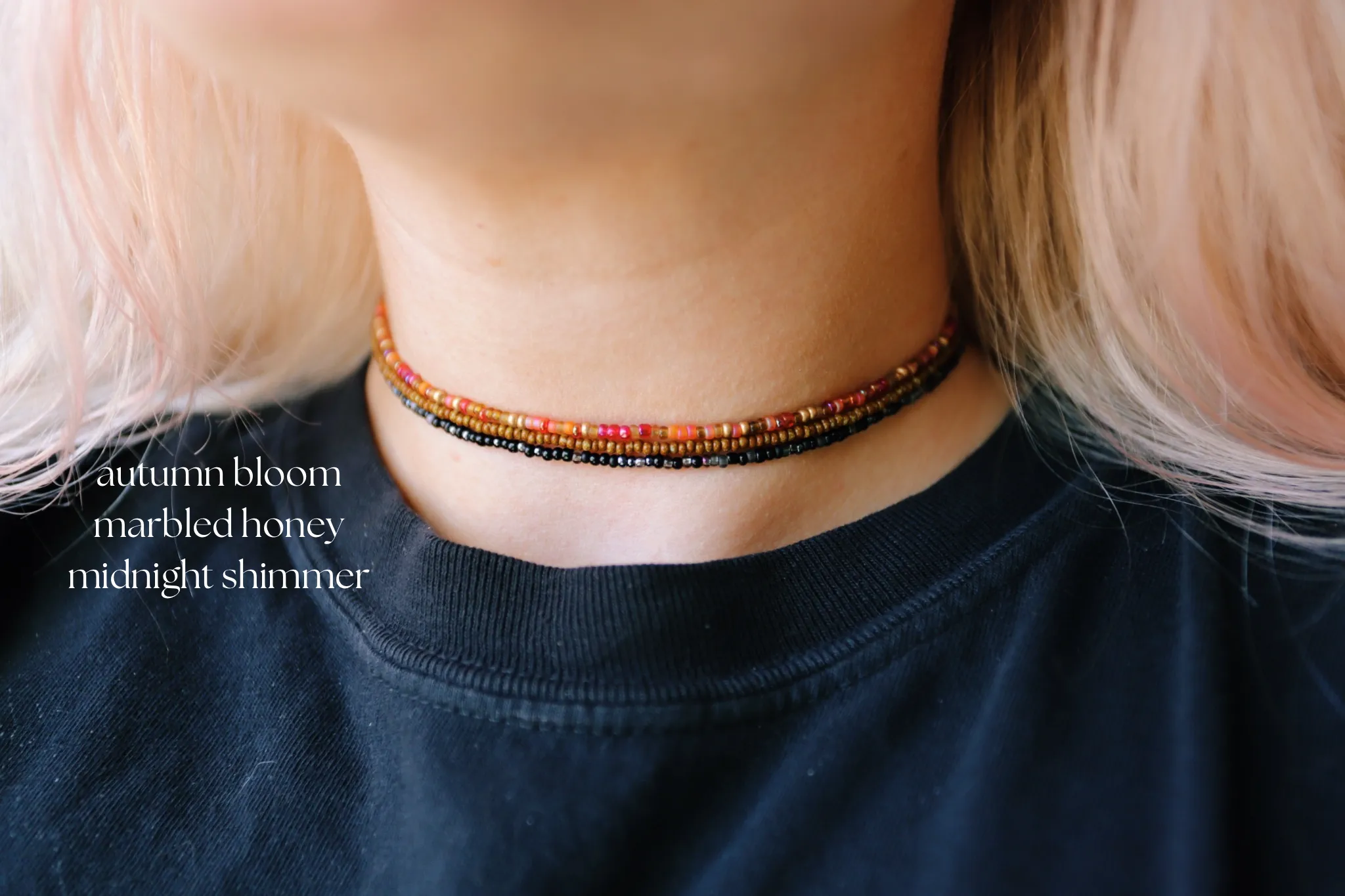 Fall Seed Beaded Choker Necklace Collection
